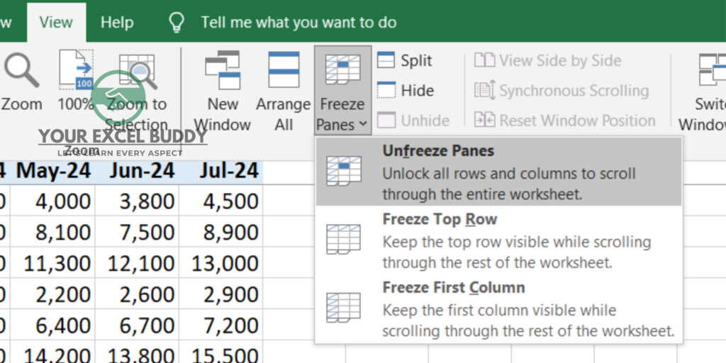 How To Freeze A Row In Excel That Is Not the Top Row